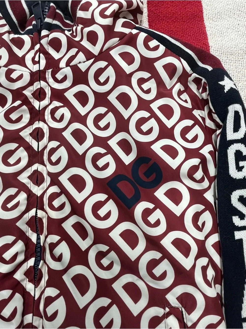 Dolce & Gabbana Burgundy Logo-Print Kids Puffer Jacket Boys Size 5